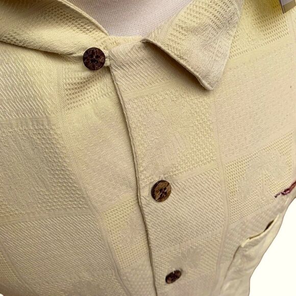 New! Gold Tri-Mountain XL 100% Silk Gold Beachy Tropical Shirt Men’s XL NWT - Picture 5 of 16